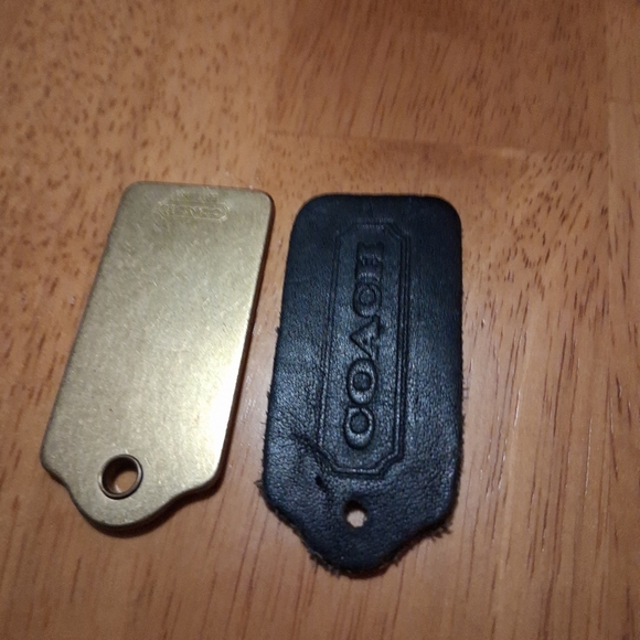 Vintage Coach Black Leather Replacement Hangtag Key fob Charm For Handbag Purse - Picture 2 of 4